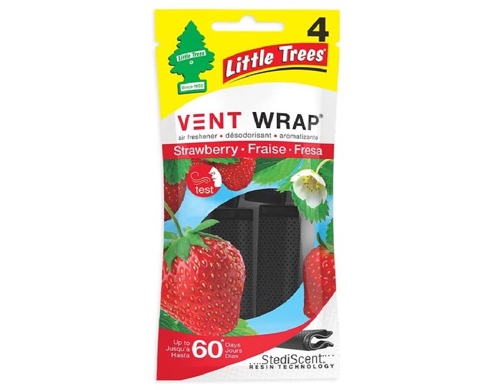 Little Trees® Air Freshener Vent Wrap Strawberry Scent， 4 Pack - CTK-52736-24