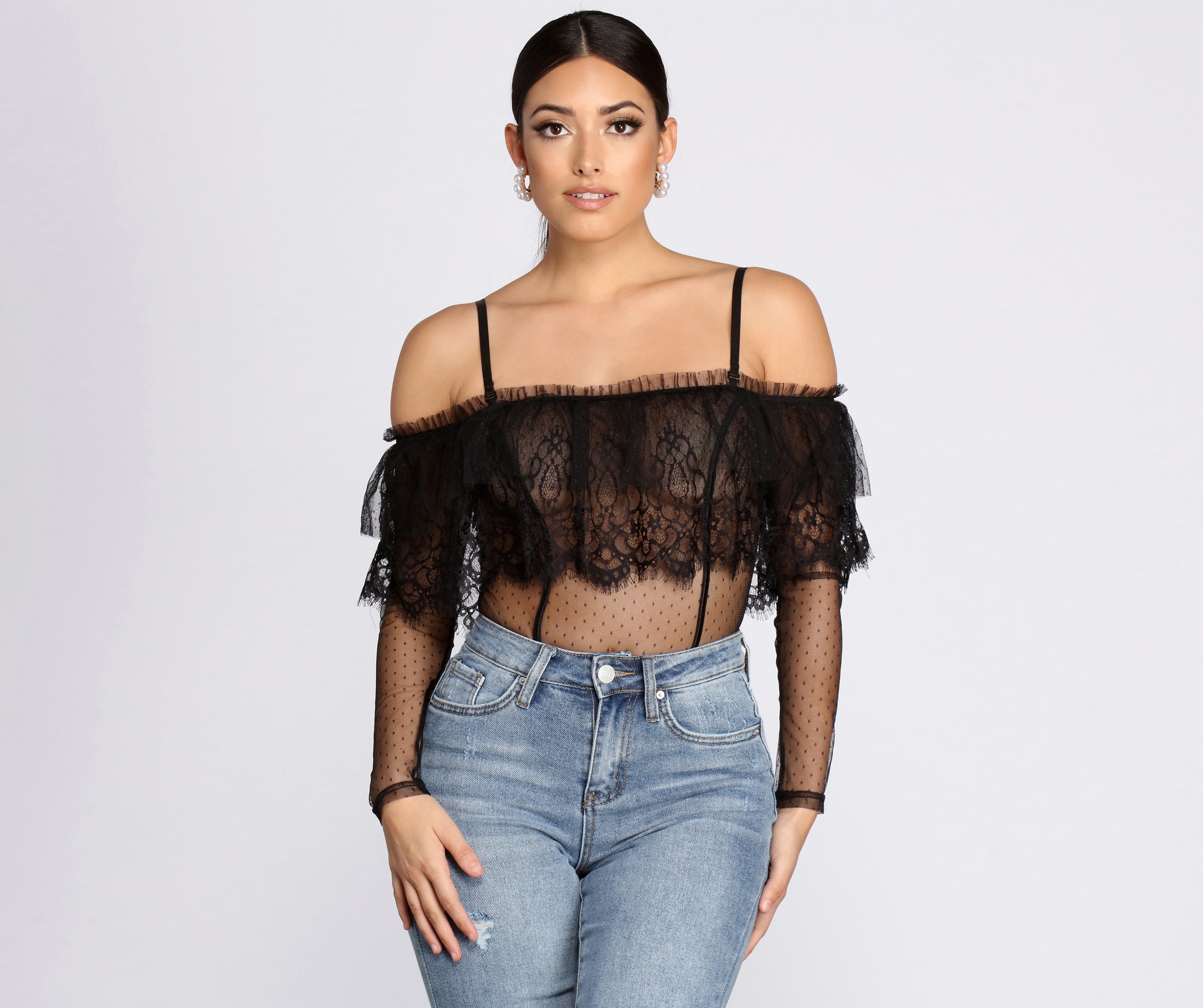 Chic Sheer Lace Bodysuit