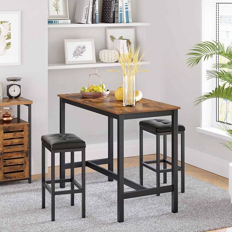 BreeBe Set of 2 Black Bar Stools with Cushion