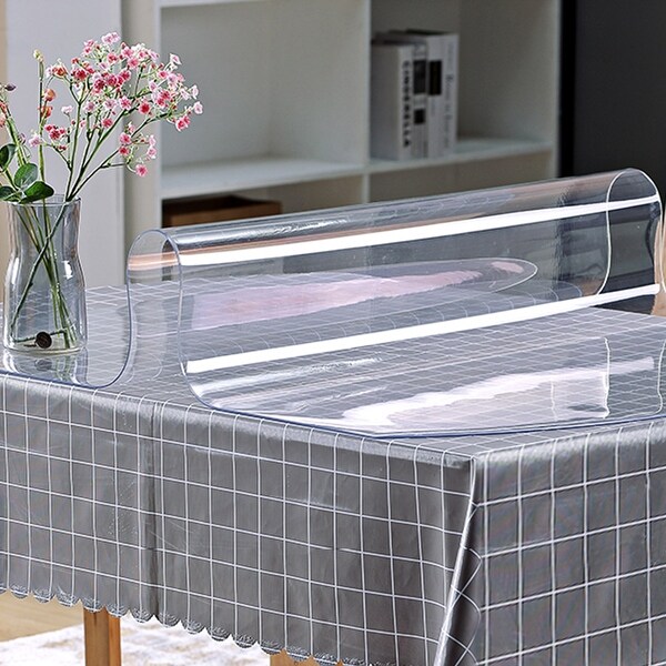 110 x 46 inch Waterproof Clear PVC Tablecloth， 2mm Thick Dining Table Mat Protector Table Cover