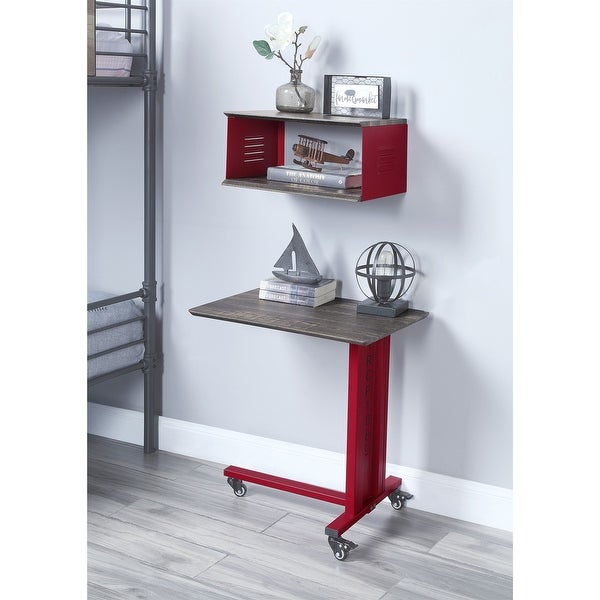 Side Table，Cargo Accent Table Wall Shelf，Red