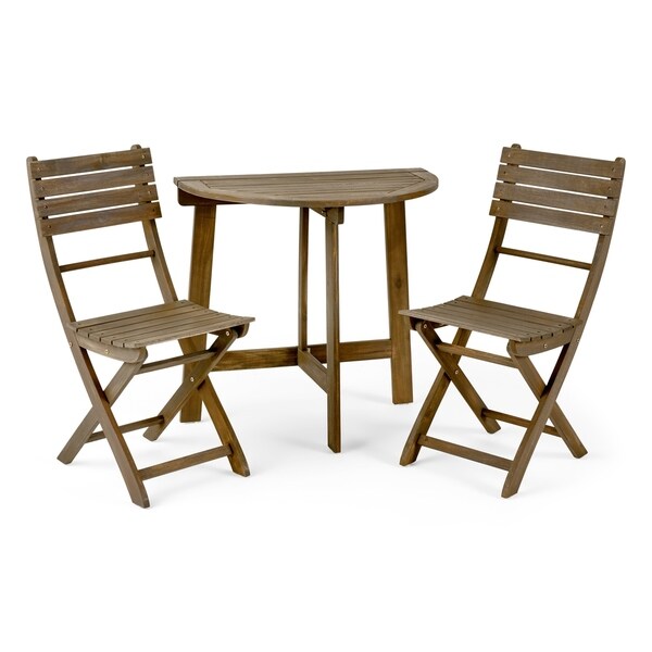 Westmount Outdoor 2 Seater Half-Round Folding Acacia Wood Bistro Table Set by Christopher Knight Home -  - 28807622