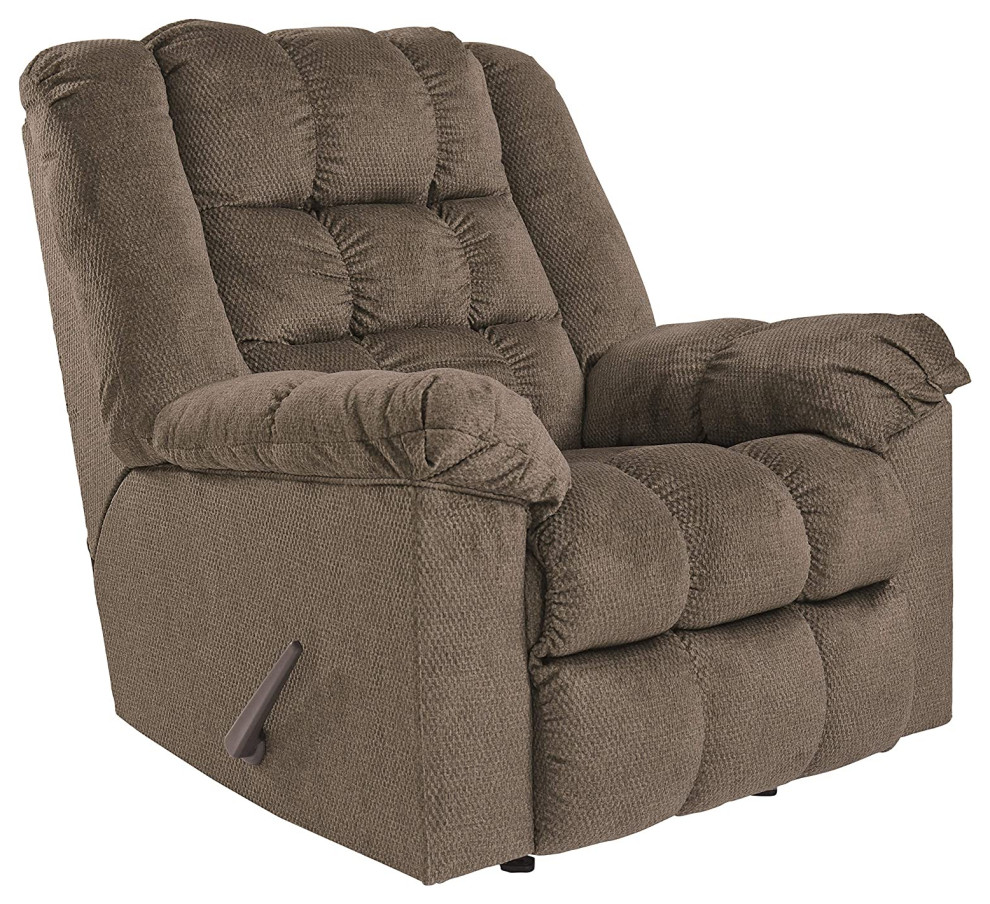 Comfortable Recliner  Heat  ampMassage Function With Tufted Seat  Light Brown   Transitional   Recliner Chairs   by Declusia  Houzz