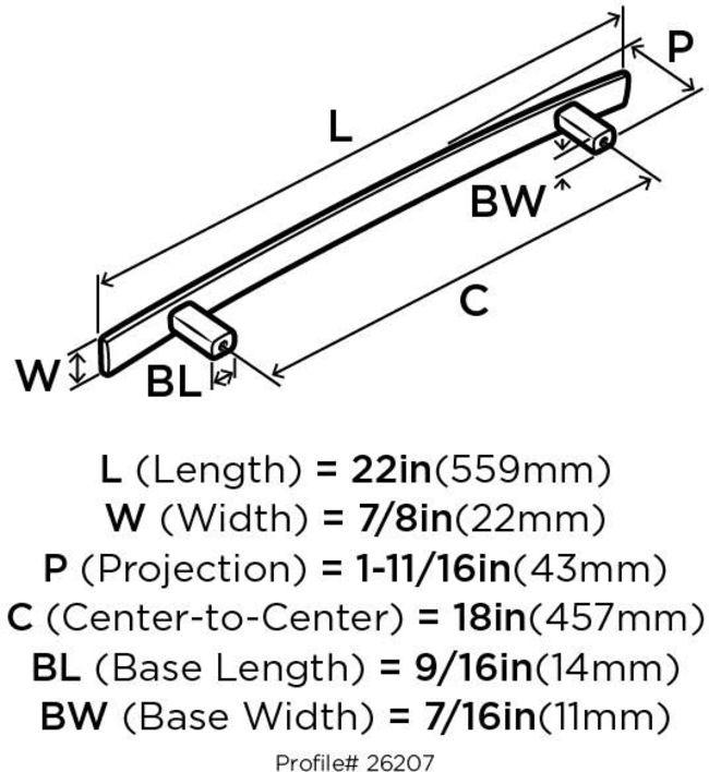 Amerock BP26207BBR 18 in. Cyprus Center to Center Appliance Pull in Black Bronze