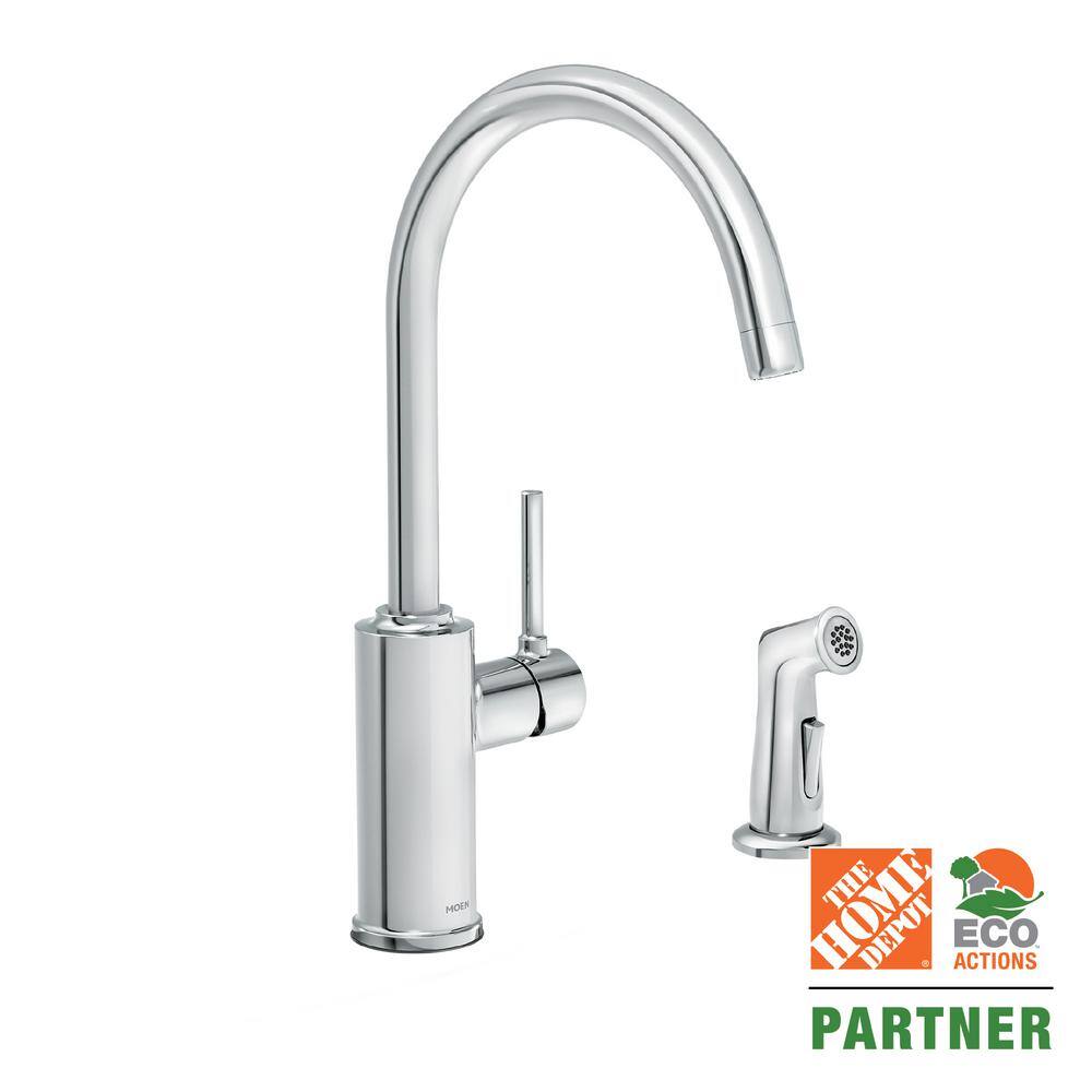 MOEN Sombra Single-Handle Standard Kitchen Faucet with Side Sprayer in Chrome 87702