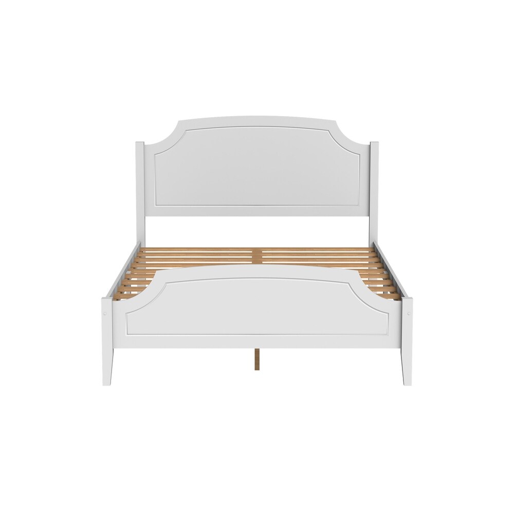 White Contemporary Roman Style Solid Wood Bed