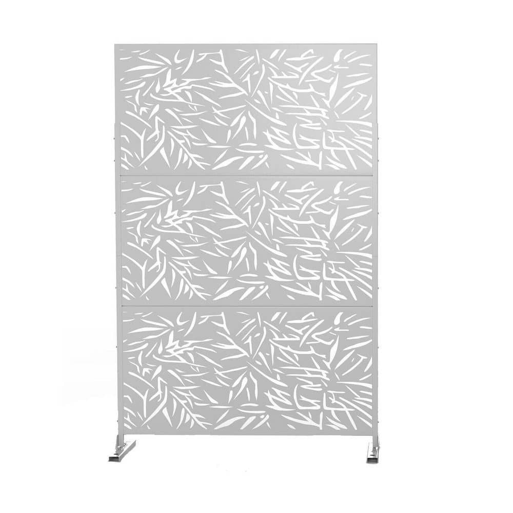 Tidoin 6.33 ft. H x 3.93 ft. W White Laser Cut Privacy Mesh Screening Garden Metal Fence Panel Neut-YDD0-MNA