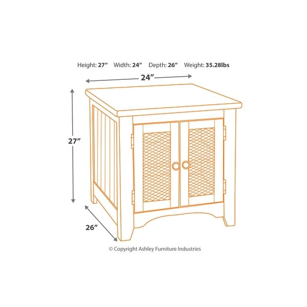 Signature Design by Ashley Wystfield Ivory and Brown Pine Wood End Table