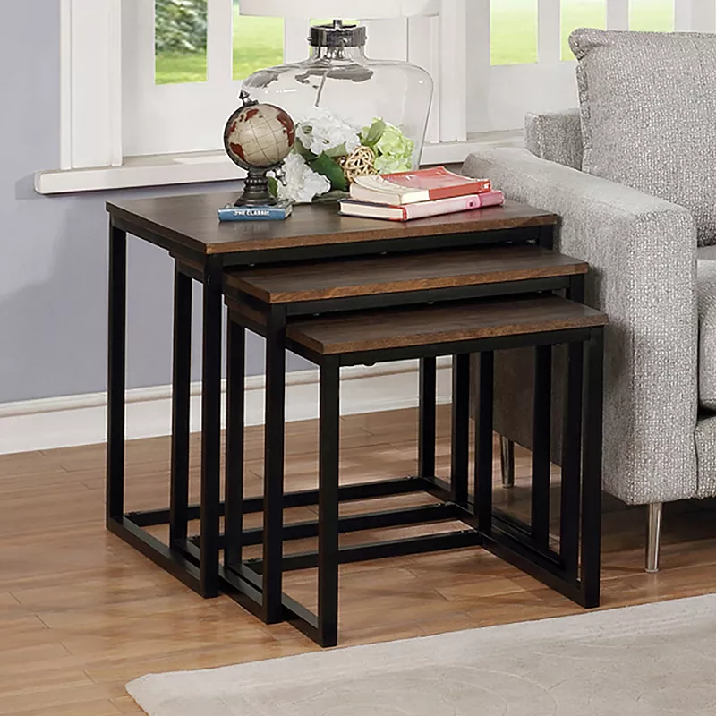 Alaterre Furniture Arcadia Acacia Wood 3-Piece Square Nesting End Tables