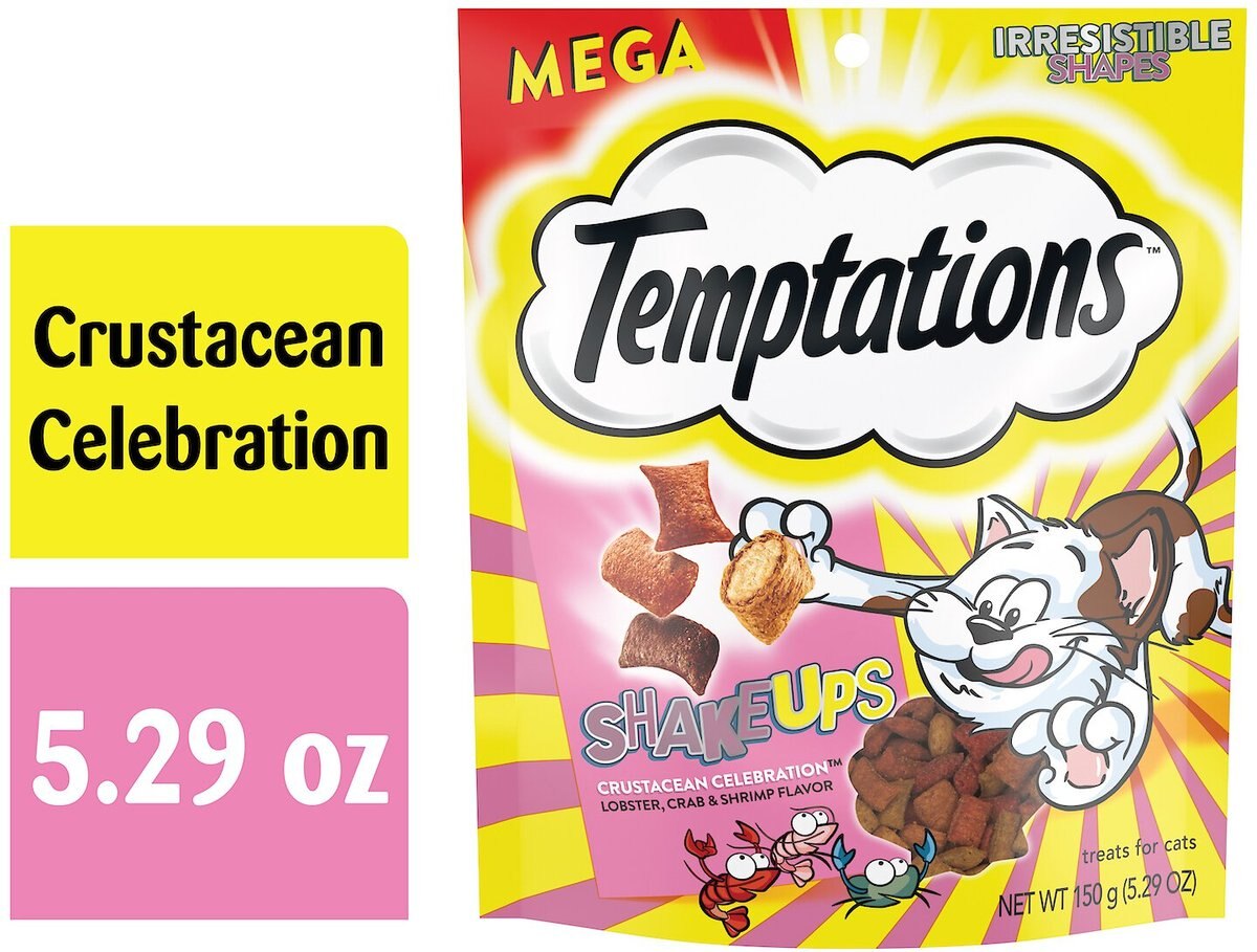 Temptations ShakeUps Crustacean Celebration Lobster， Crab and Shrimp Flavor Soft and Crunchy Cat Treats