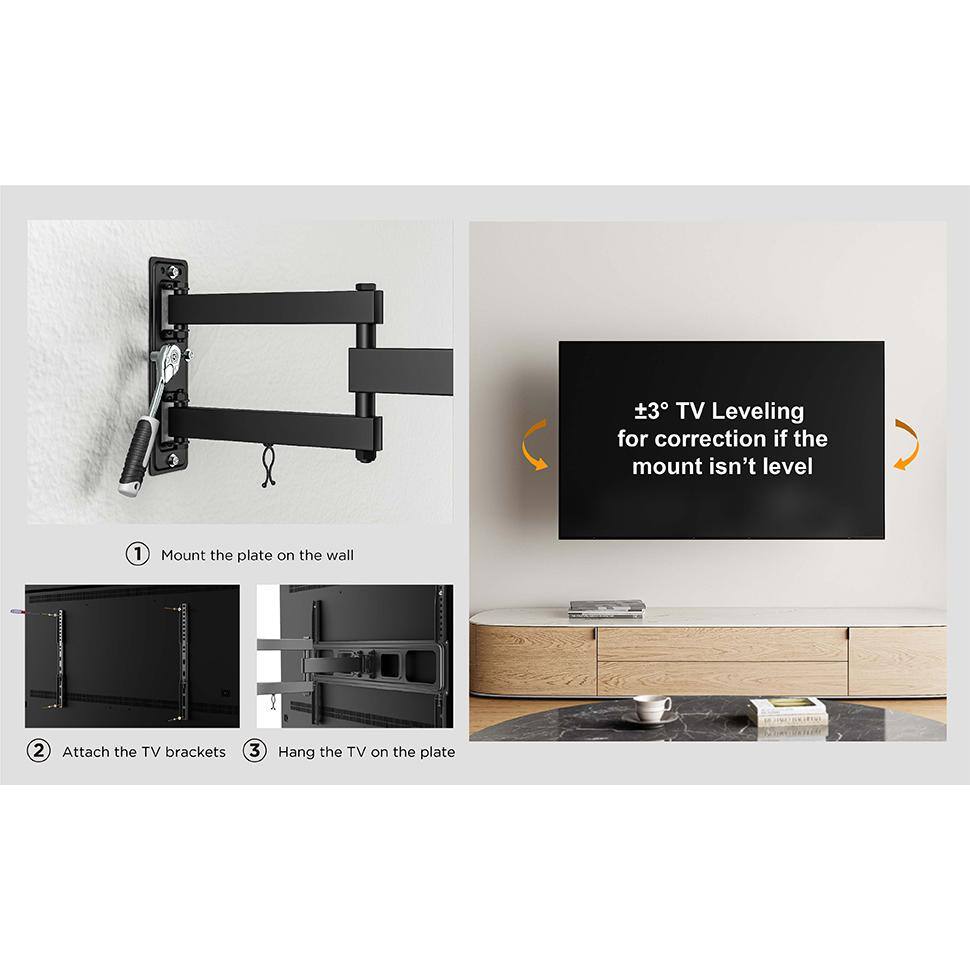 ProHT Full Motion Dual Arm TV Wall Mount for 37 in. - 70 in. Flat Panel TV's with 25 Degree Tilt 77 lb. Load Capacity 05413