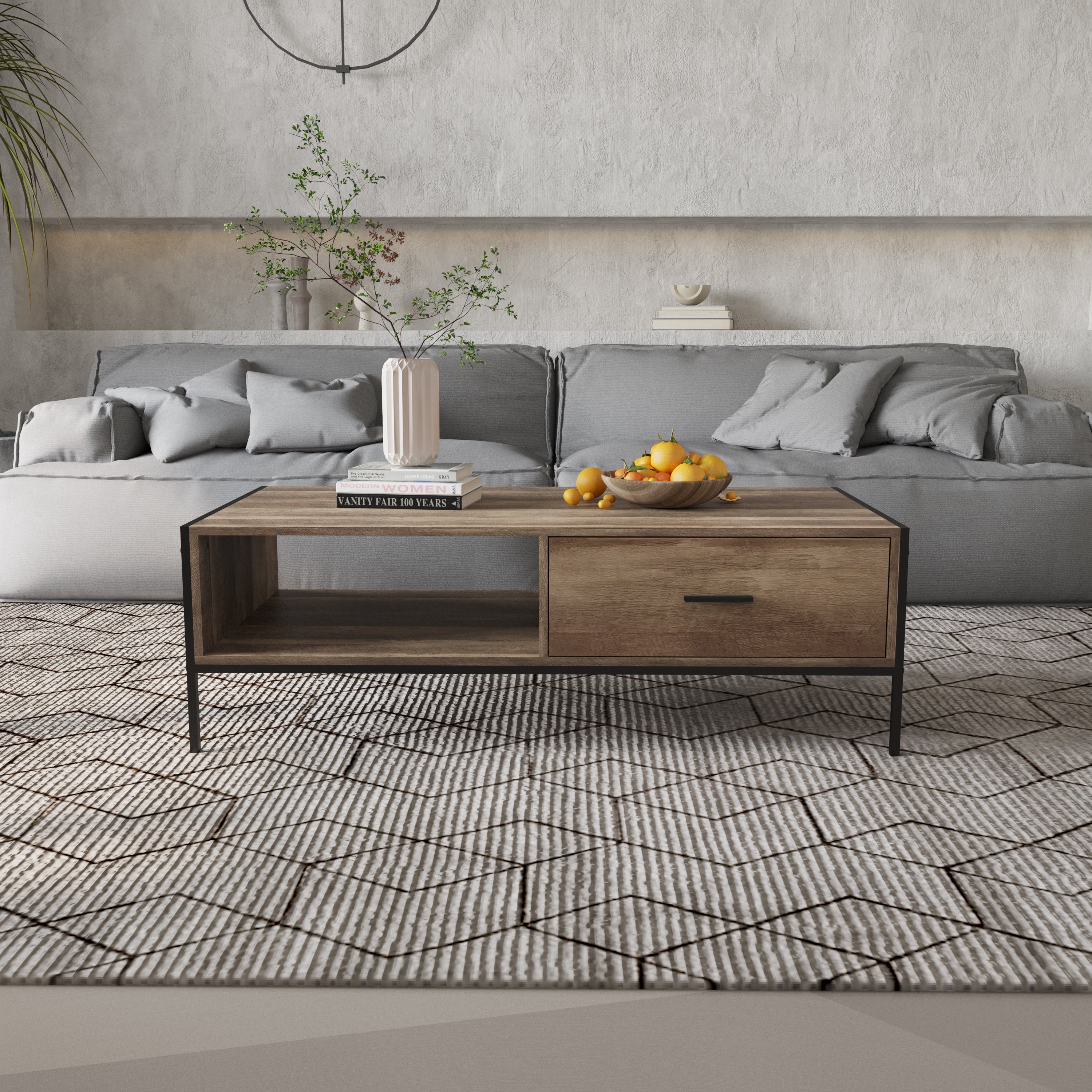 Modern Coffee Table With Drawers And Storage Shelves for Living Room Reception