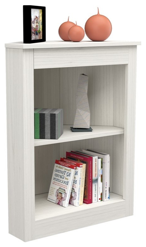 Inval 31.5 quot2 Shelf Engineered Wood Corner Bookcase in Washed Oak   Transitional   Bookcases   by Homesquare  Houzz