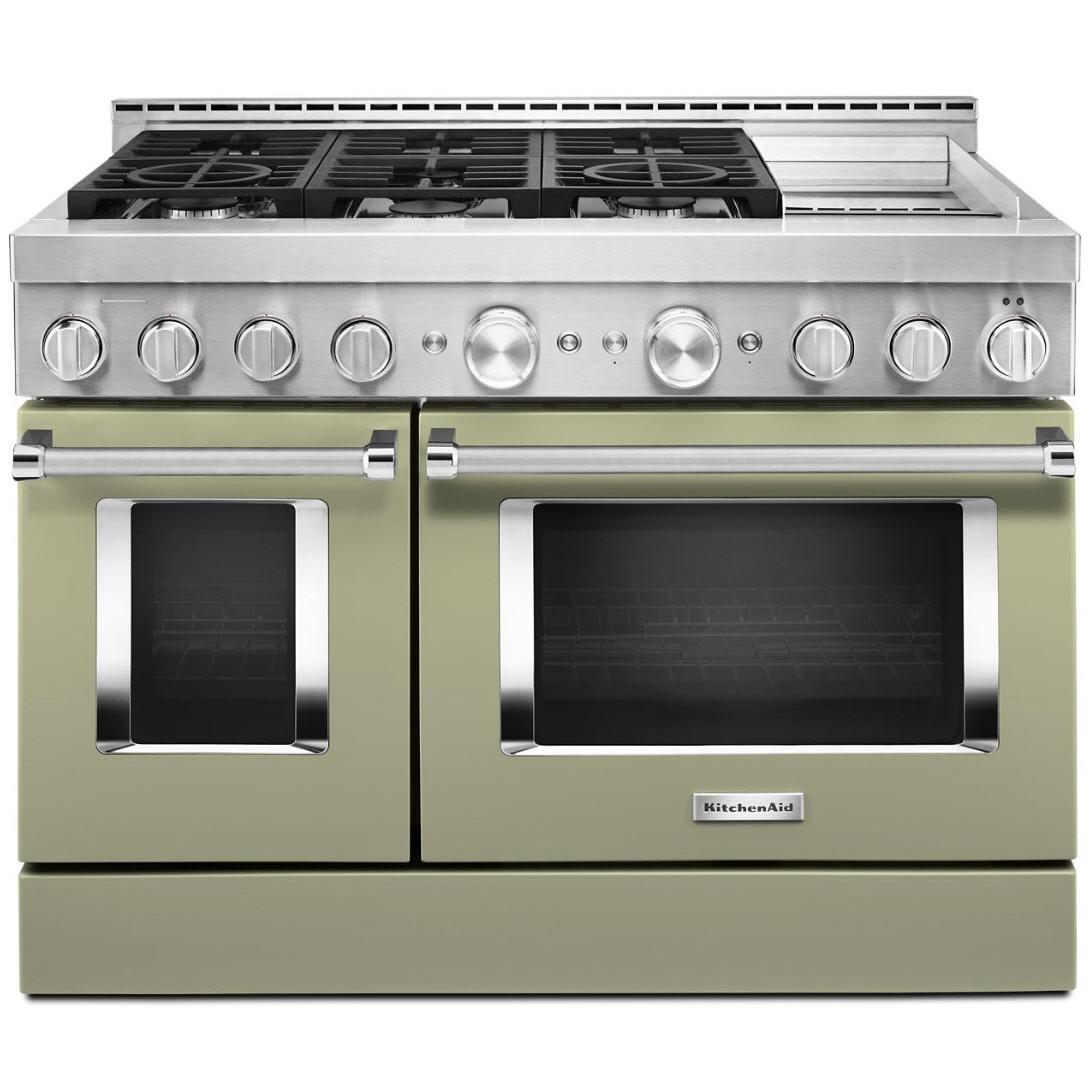 KitchenAid 48-inch Freestanding Gas Range with Even-Heat? True Convection KFGC558JAV