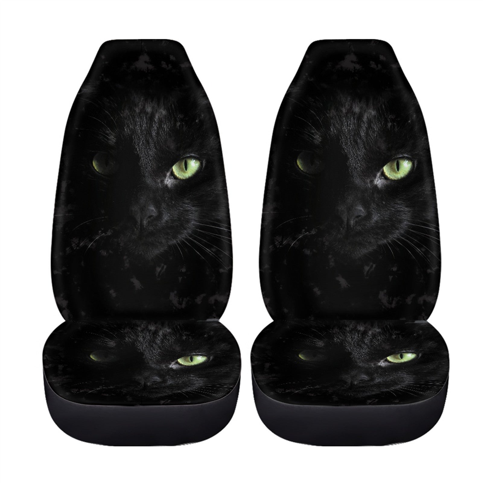 Xoenoiee 2 Pieces Car Seat Covers Black Cat Print Auto Bucket Seat Cover Protector Universal Fit for Cars， SUV， Sedan， Van， Trucks