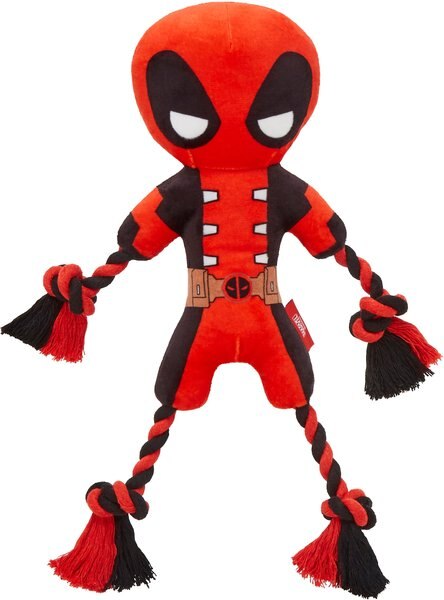 Marvel 's Deadpool Plush with Rope Squeaky Dog Toy