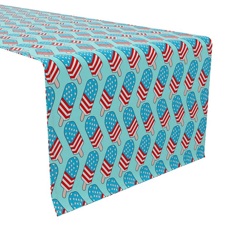 Table Runner， 100% Cotton， 16x72， Patriotic Ice Pops