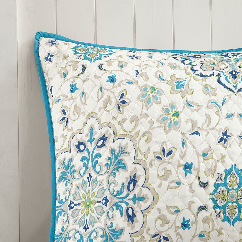 Madison Park Maya 6-Piece Quilt Set with Shams and Throw Pillows