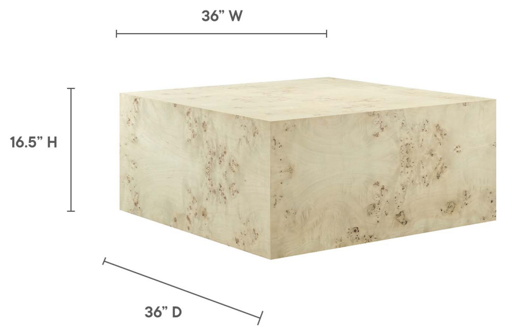 MODWAY Cosmos 36 quotSquare Burl Wood Coffee Table   Transitional   Coffee Tables   by Modern Furniture LLC  Houzz