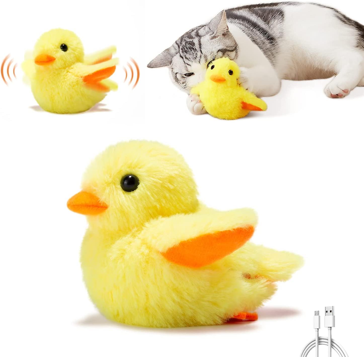 Cat Toys Rechargeable Flapping Duck and Fish With Silvervine Catnip， Lifelike Chirping， Cat Kicker Toys， Touch Activated Kitten Toy Plush Interactive Ca