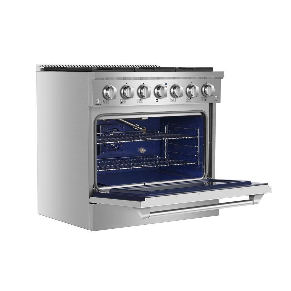 Empava 36 in. 5.2 cu. ft. Single Oven Slide-In with 6 Burners Gas Range in Stainless Steel EPV-36GR08