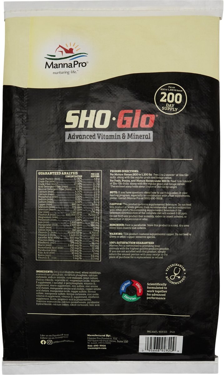 Manna Pro Sho-Glo Complete Vitamin and Mineral Pellets Horse Supplement