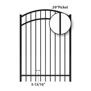 FORGERIGHT Vinings 4 ft. W x 5 ft. H Black Aluminum Arched Pre-Assembled Fence Gate 861869