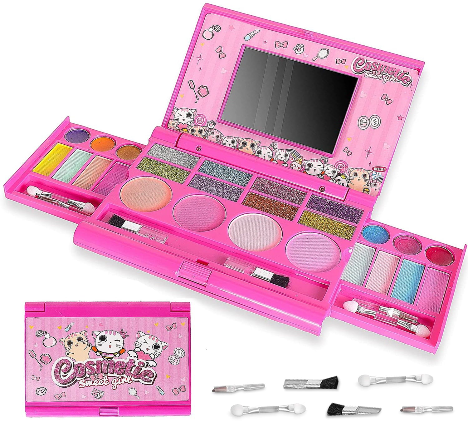 Kids Makeup Set for Girls Toys Birthday Gifts， Real Washable Kids Makeup Kit for Little Girls Princess Gift Toys with Cute Makeup Bag， Play Make Up Toys for Children Toddlers Age 4 5 6 7 8 9 Year Old