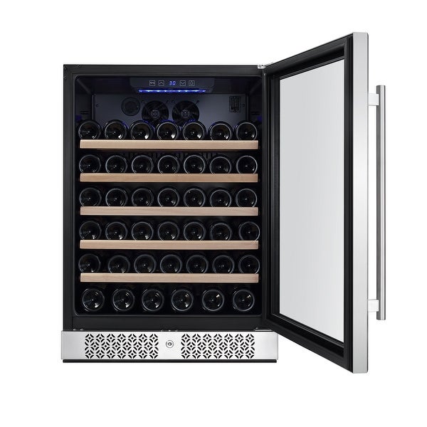 24 in. Single Zone 52-Bottle Built-In and Freestanding Wine Cooler in Stainless Steel