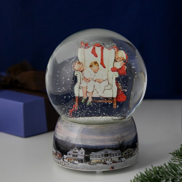 Norman Rockwell x27 santa Looking At Two Sleeping Children x27 Christmas Snow Globe