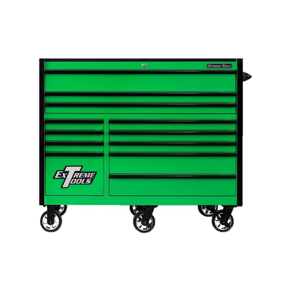 Extreme Tools 55 Green Roller Cabinet with Black Drawer Pulls