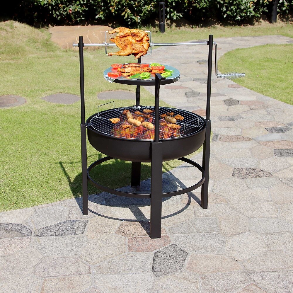 Wood Burning Fire Pit with Removable Cooking Grill