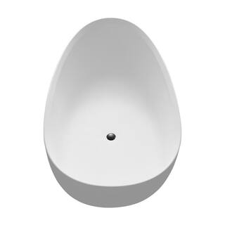 MEDUNJESS Luna 71 in. Stone Resin Solid Surface Matte Flatbottom Freestanding Bathtub in White FS302-1800