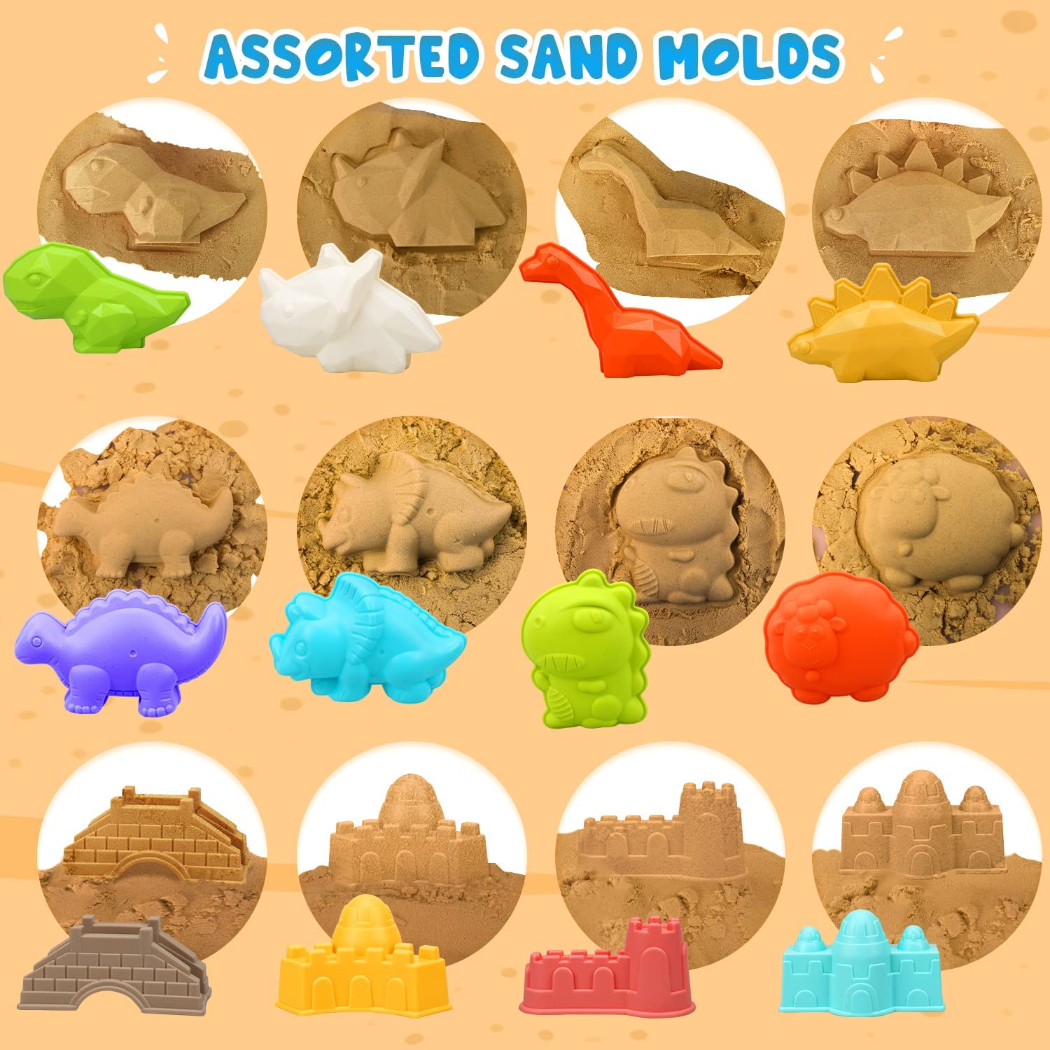 TOY Life Beach Toys for Kids Toddlers - Sand Toys for Kids Toddler, Sandbox Toy for Toddler with Beach Sand Bucket and Shovel, Dino Sand Castle Molds, Travel Beach Toys for Toddlers 3-4-6-7-8-9-10