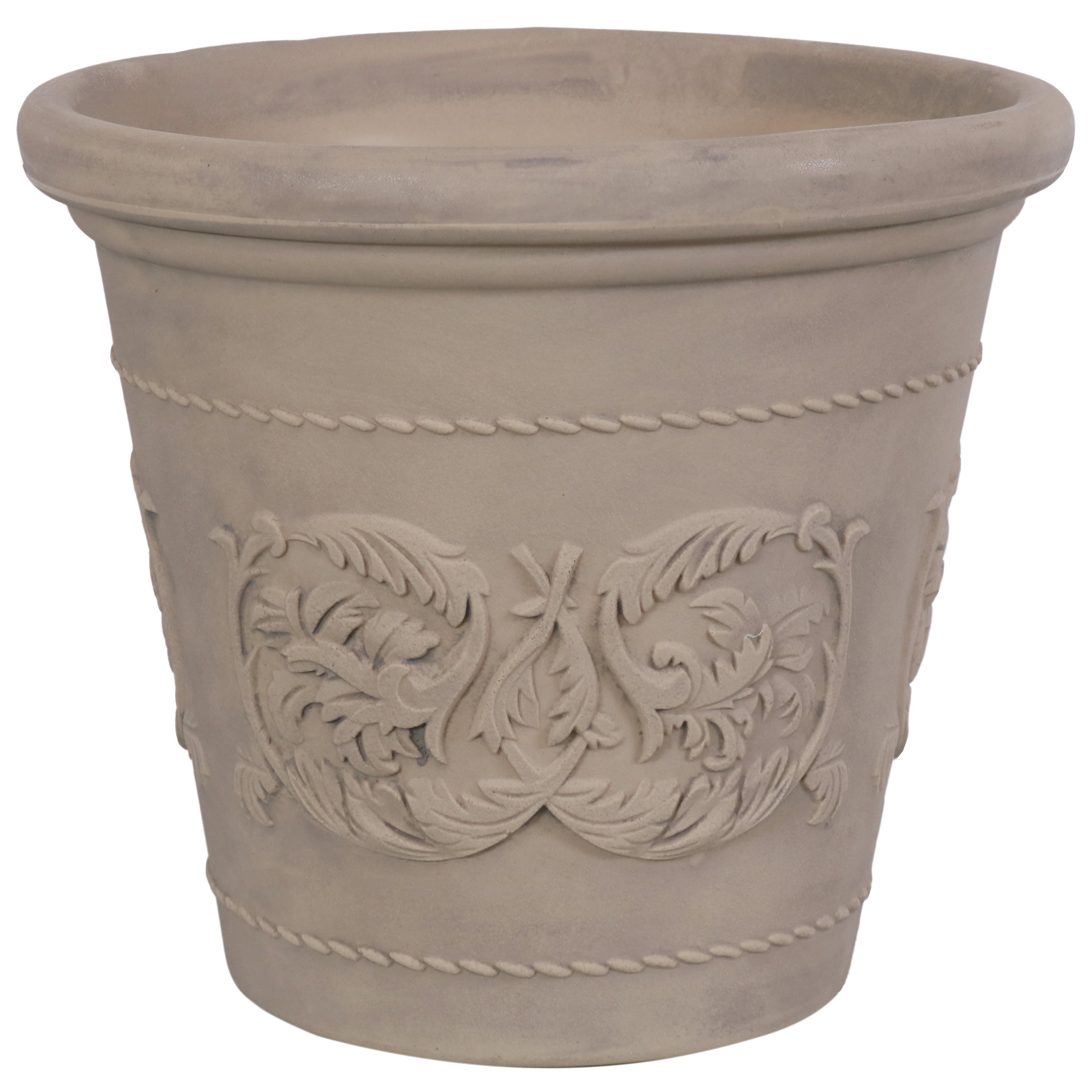 Sunnydaze Arabella Polyresin Outdoor/Indoor Extra-Durable Double-Walled Fade-Resistant Flower Pot Planter - 20" Diameter - Beige