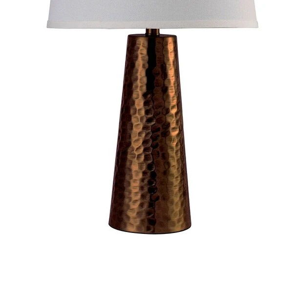 Contemporary Table Lamp with Flared Base and Hammered Pattern， Antique Gold - 26 H x 12.5 W x 12.5L Inches