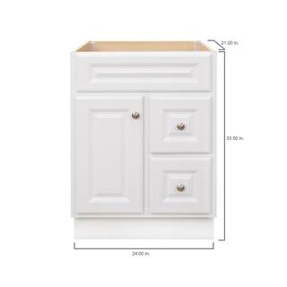 Glacier Bay Hampton 24 in. W x 21 in. D x 33.5 in. H Bath Vanity Cabinet without Top in White HWH24D