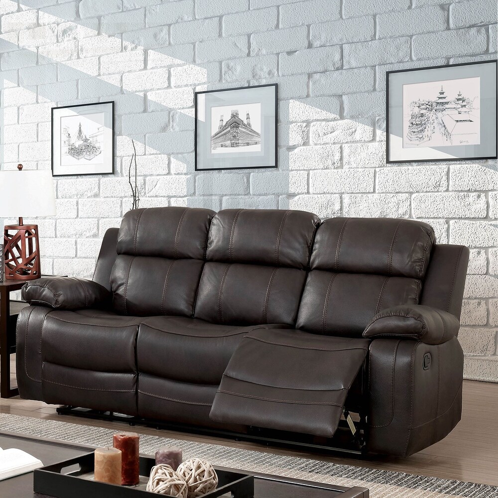 Leatherette Reclining Sofa Set in Brown