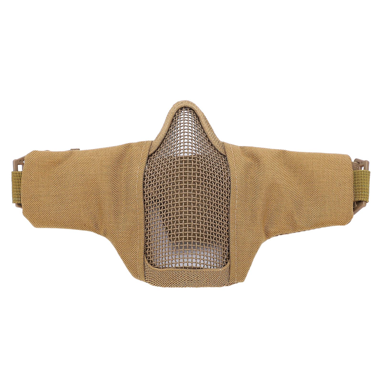 V10 Half Face Steel Mesh Breathable Protective Face Guard Competition Protective Cycling Equipmentkhaki