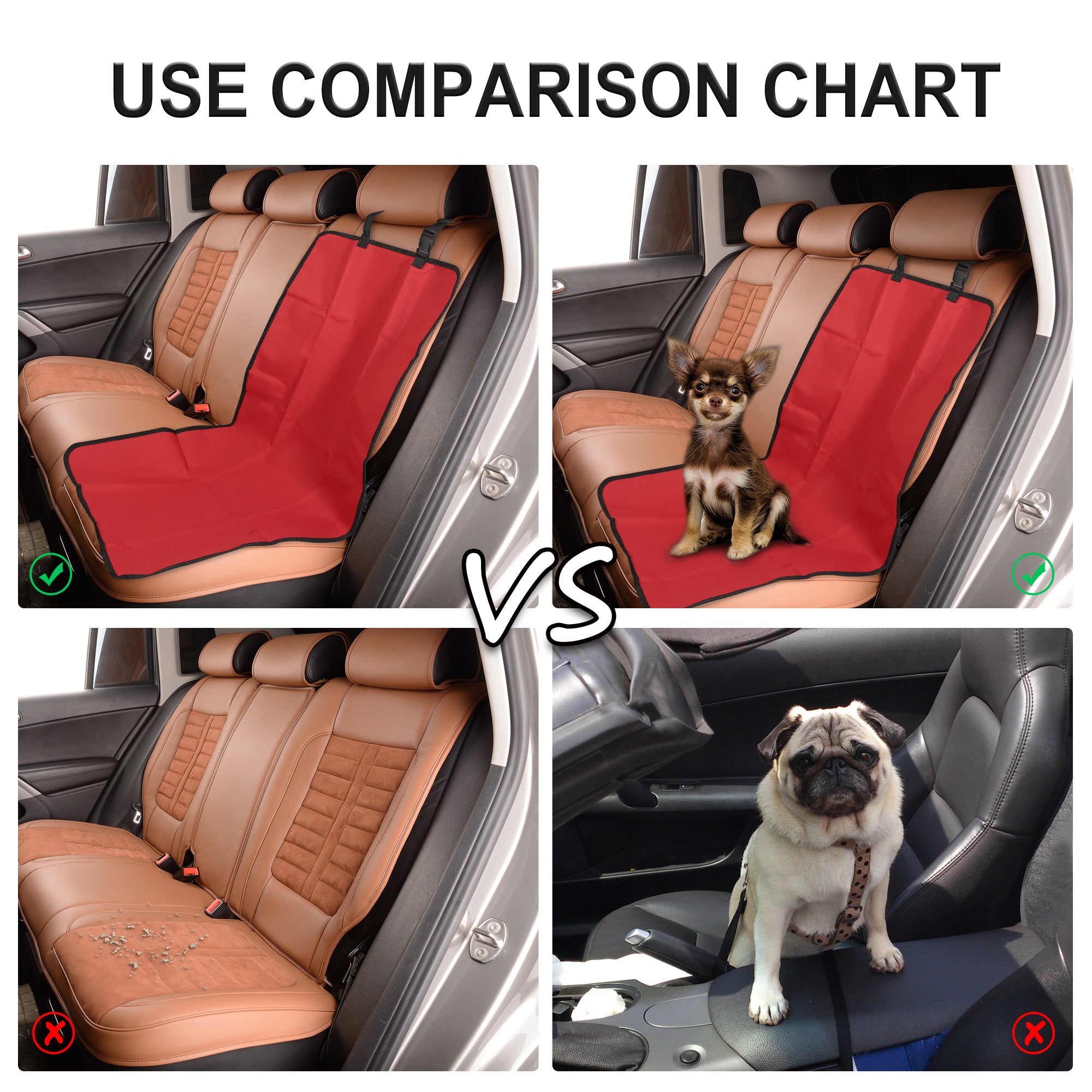 Vehicle Front Dog Back Seat Cover Pet Pad Protector Waterproof Red 99x49cm