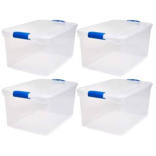 HOMZ 66 qt. Heavy Duty Modular Stackable Storage Containers in Clear (4-Pack) 2 x 3442CLRDC.02