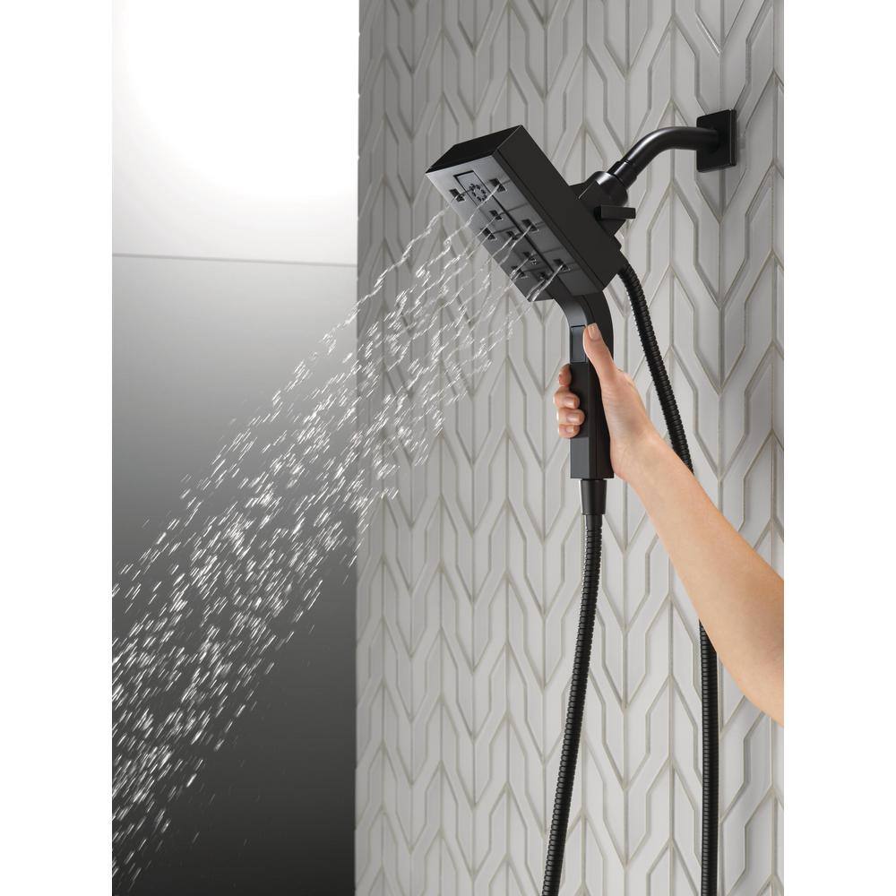 Delta In2ition 4-Spray Patterns 1.75 GPM 4.5 in. Wall Mount Dual Shower Heads in Matte Black 58473-BL