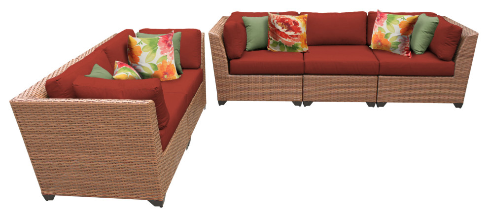 Laguna 5 Piece Outdoor Wicker Patio Furniture Set 05a   Tropical   Outdoor Sofas   by Design Furnishings  Houzz