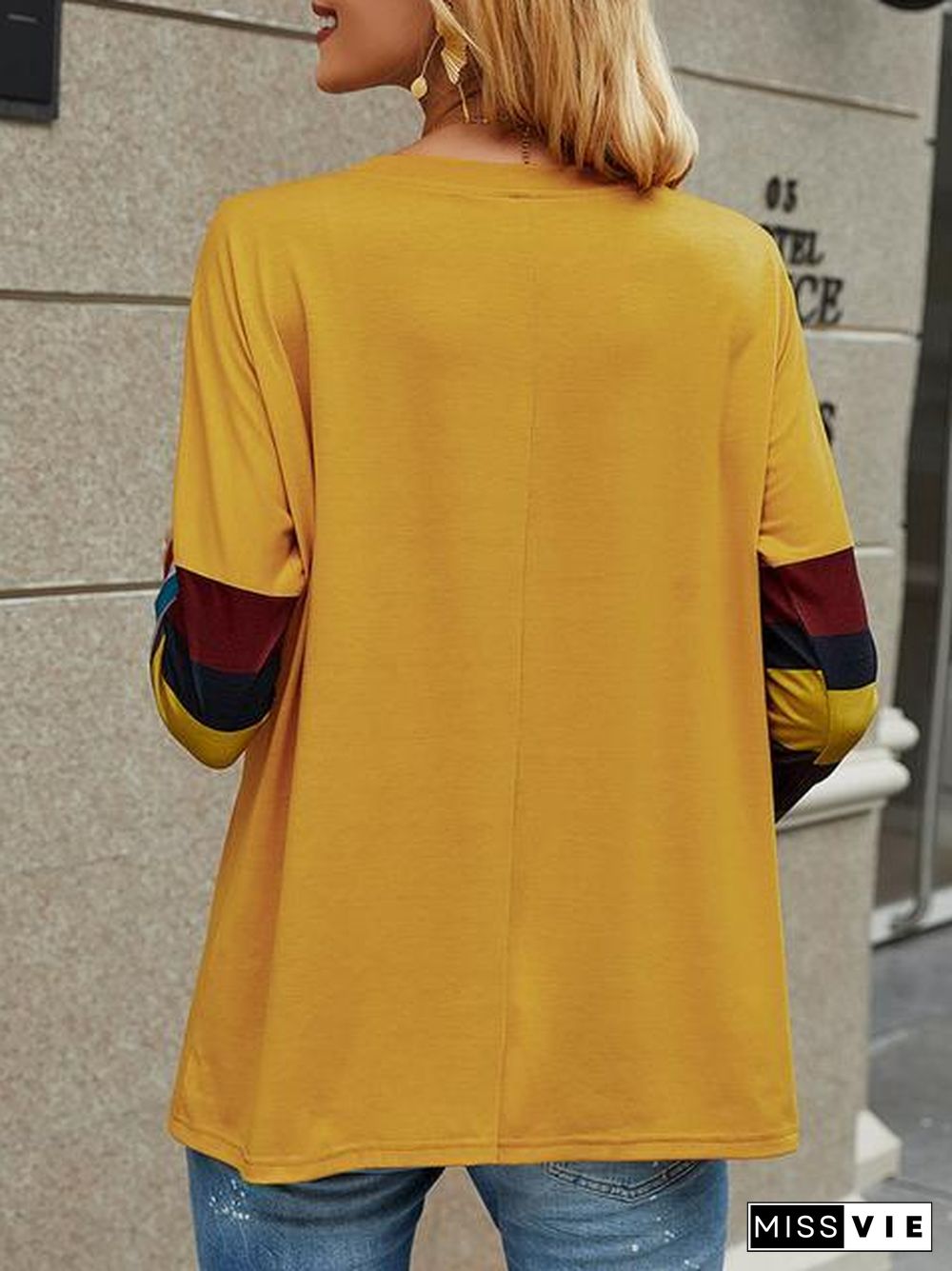 Casual Round Neck Striped Long Sleeve T-Shirt