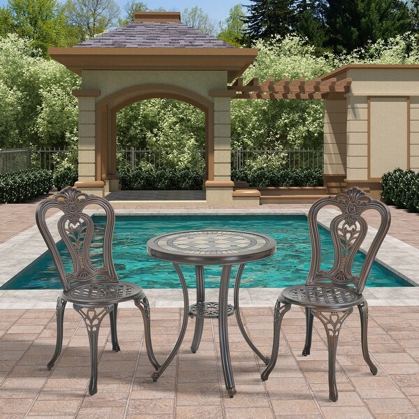 3Piece Cast Aluminum Bistro Table and Chairs Set