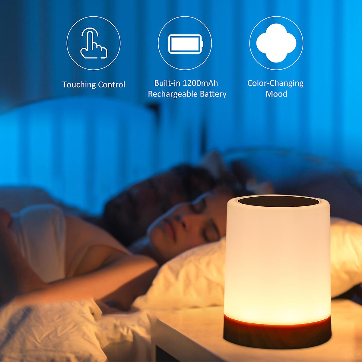 Touching Control Bedside Light Usb Rechargeable Dimmable Table Lamp Warm White and Rgb Color Changing Night Light For Living Room Bedrooms Office No.233