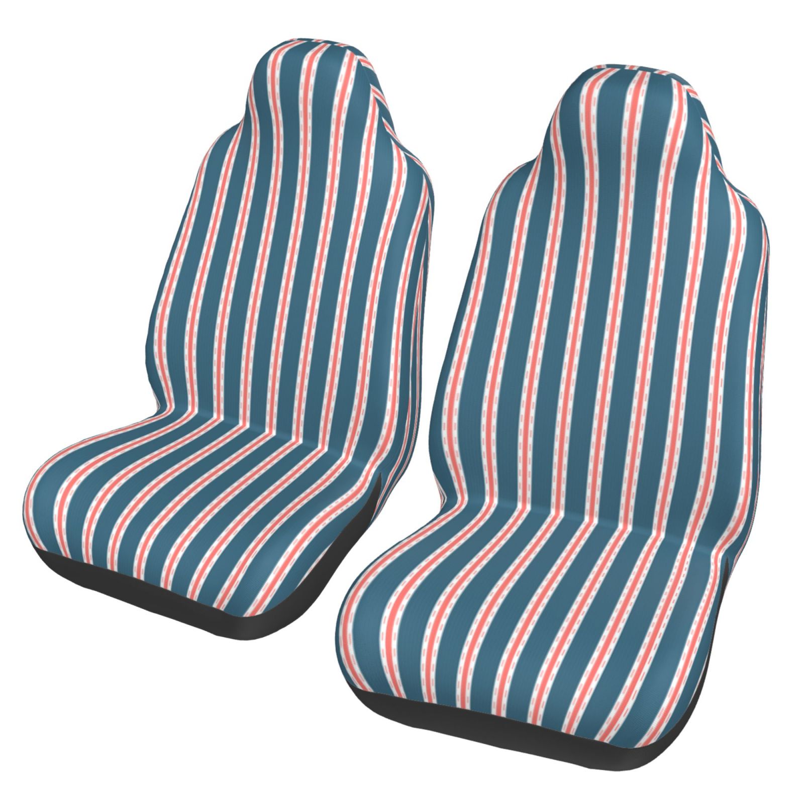 TEQUAN Front Seat Covers， Simple Blue Pink Stripes Pattern 2 Piece Car Seat Cover Fit Most Car SUV Truck Van