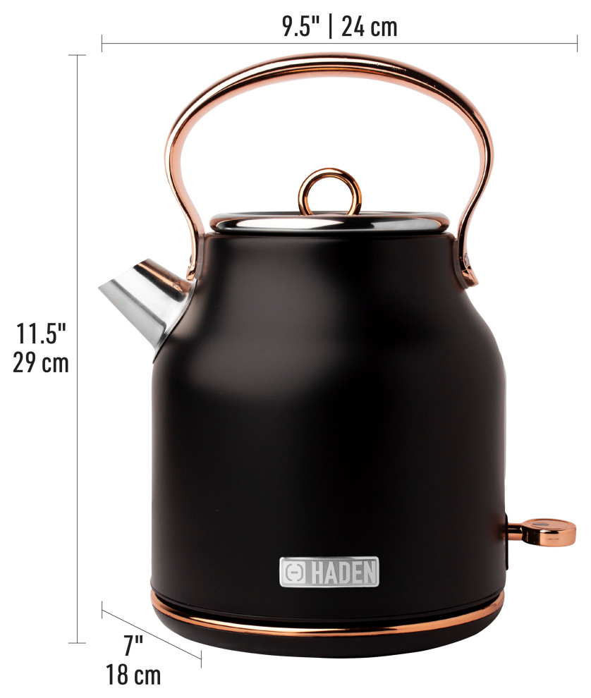 Haden Heritage 1.7 Ltr Stainless Steel Electric Kettle  Black and Copper   Contemporary   Kettles   by Studio Designs  Houzz