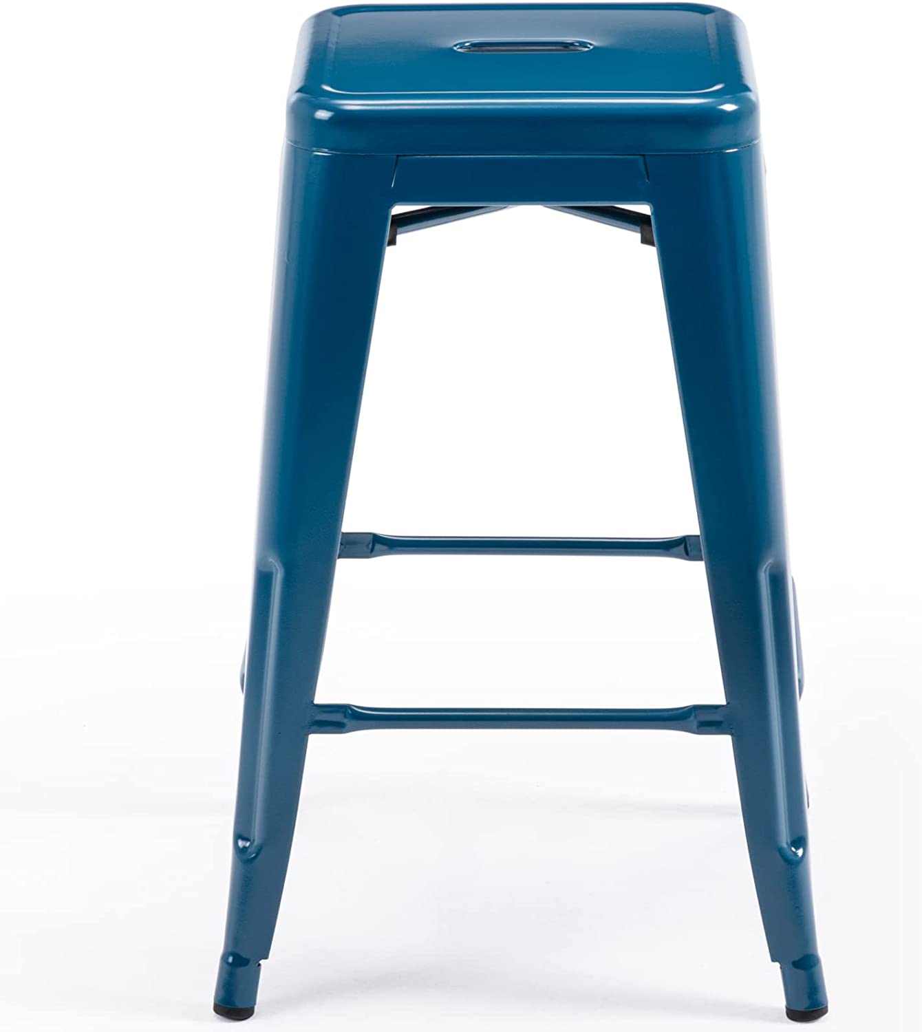 24 Inch Metal Bar stools, Backless Counter Height Barstools, Indoor Outdoor Stackable Stools with Square Seat