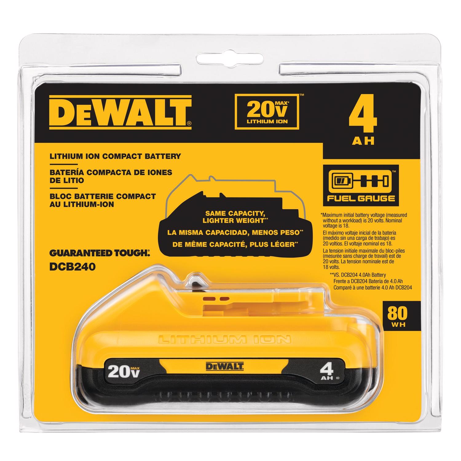 DW 20V MAX DCB240 4 Ah Lithium-Ion Compact Battery 1 pc